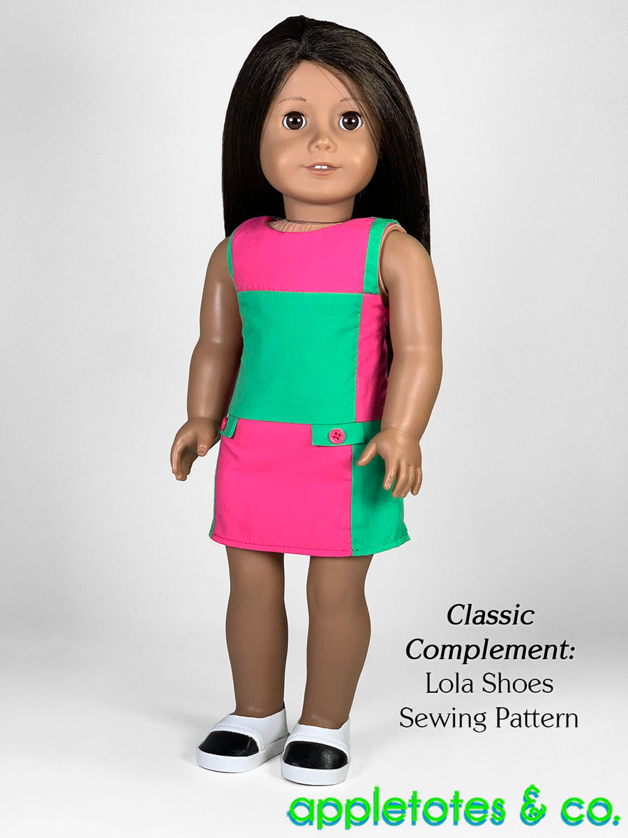 Checkered Dress 18 Inch Doll Sewing Pattern Appletotes And Co 0836