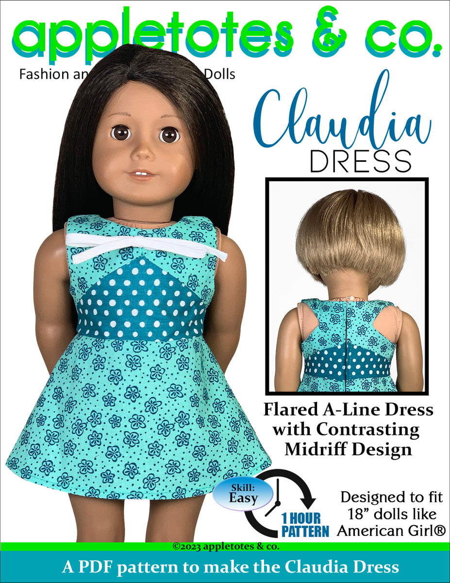 Claudia Dress 18 Inch Doll Sewing Pattern Appletotes Co claudia-dress-18-inch-doll-sewing-pattern-appletotes-co