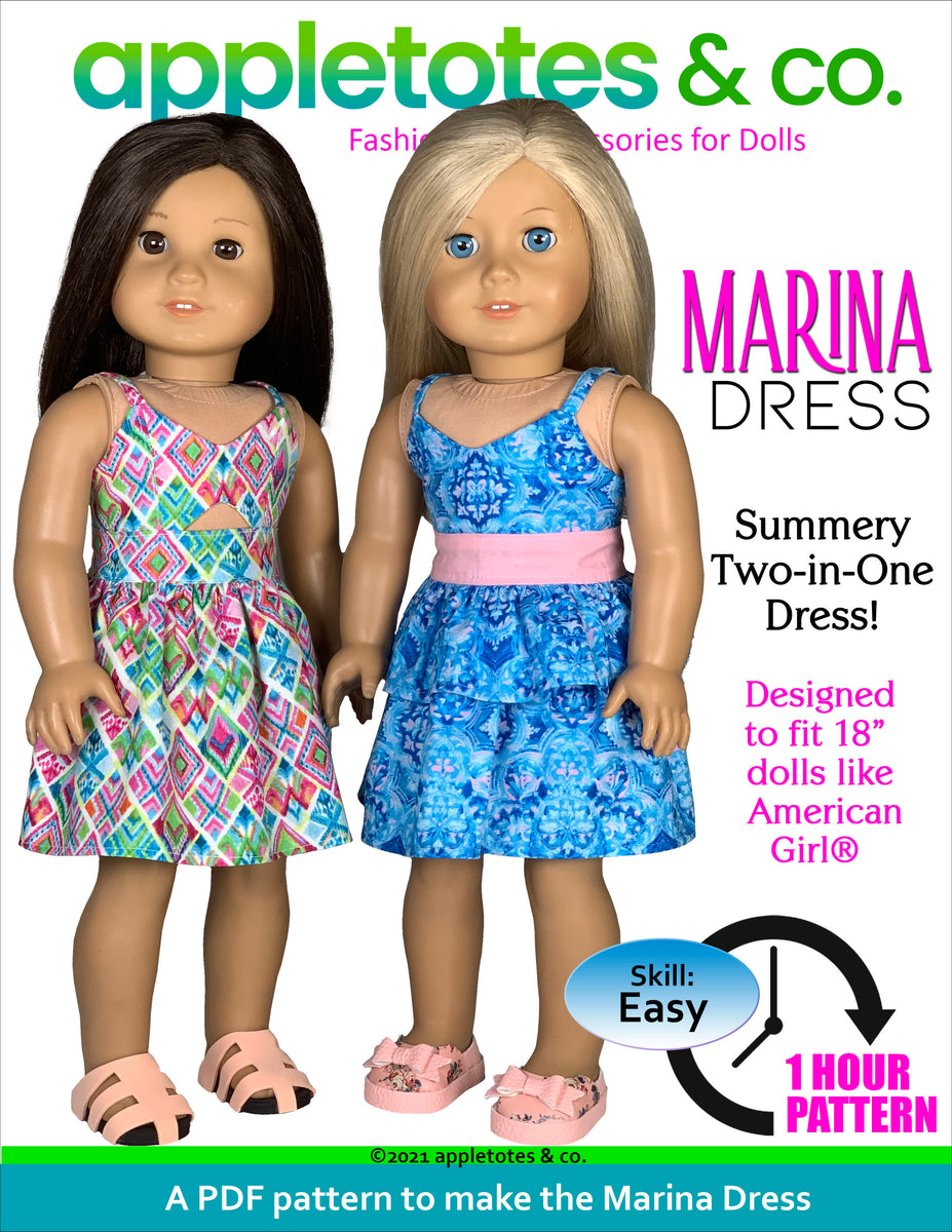Marina Dress 18 Inch Doll Sewing Pattern – Appletotes & Co