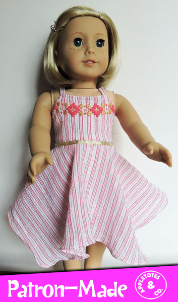 Cold Shoulder Dress Sewing Pattern for 18 Inch Dolls