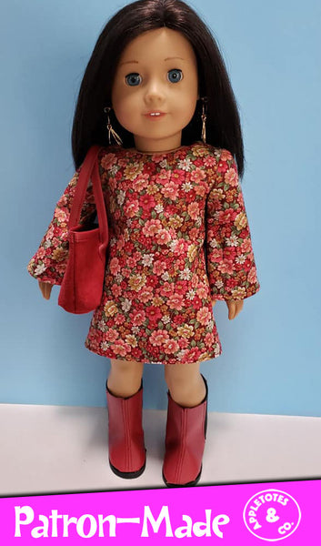 Stevie 70s Dress Sewing Pattern for 18 Inch Dolls