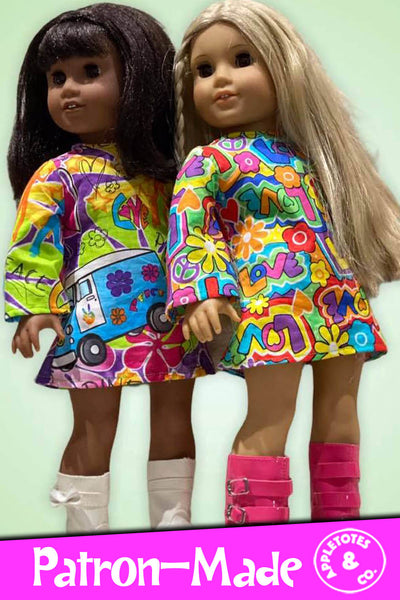 Stevie 70s Dress Sewing Pattern for 18 Inch Dolls