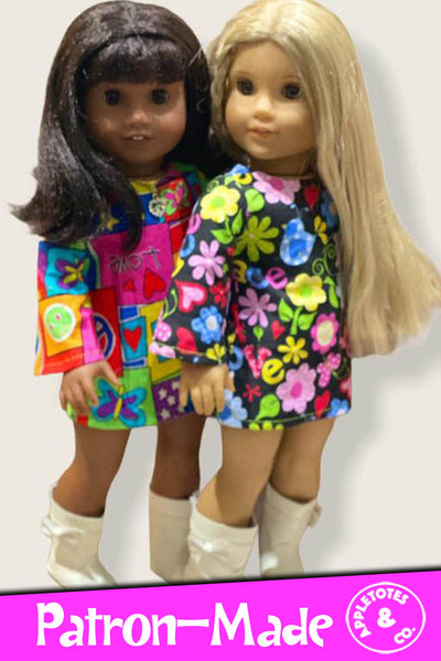 Stevie 70s Dress Sewing Pattern for 18 Inch Dolls