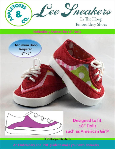 Lee Sneakers ITH Embroidery Patterns for 18 Inch Dolls