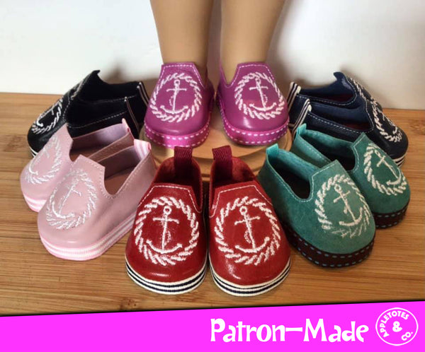 Admiral Shoes ITH Embroidery Patterns for 18 Inch Dolls