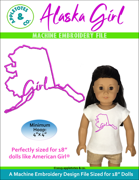 Alaska Girl Machine Embroidery File for 18 Inch Dolls