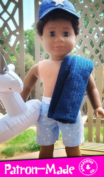 Surf's Up Board Shorts Sewing Pattern for 18 Inch Dolls