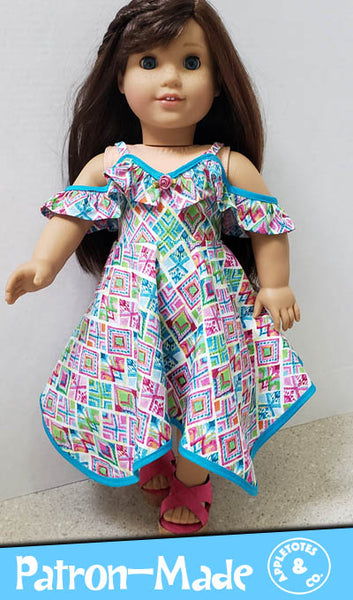 Cold Shoulder Dress Sewing Pattern for 18 Inch Dolls
