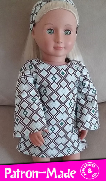 Stevie 70s Dress Sewing Pattern for 18 Inch Dolls
