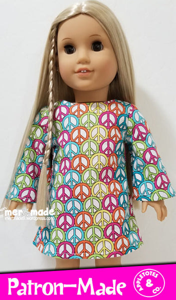 Stevie 70s Dress Sewing Pattern for 18 Inch Dolls