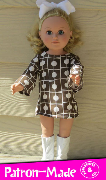 Stevie 70s Dress Sewing Pattern for 18 Inch Dolls