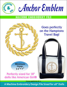 Anchor Emblem Machine Embroidery File for 18 Inch Dolls
