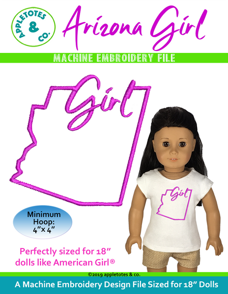 Arizona Girl Machine Embroidery File for 18 Inch Dolls