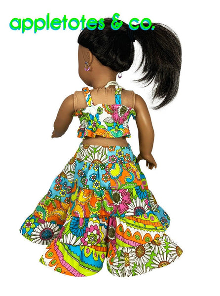 Boho Summer Outfit Sewing Pattern for 18 Inch Dolls