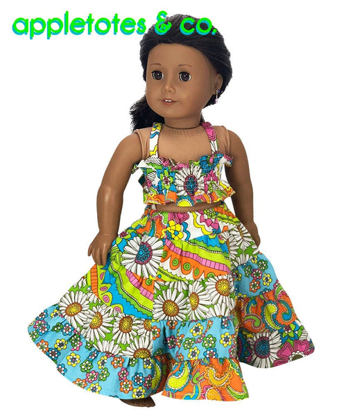 Boho Summer Outfit Sewing Pattern for 18 Inch Dolls