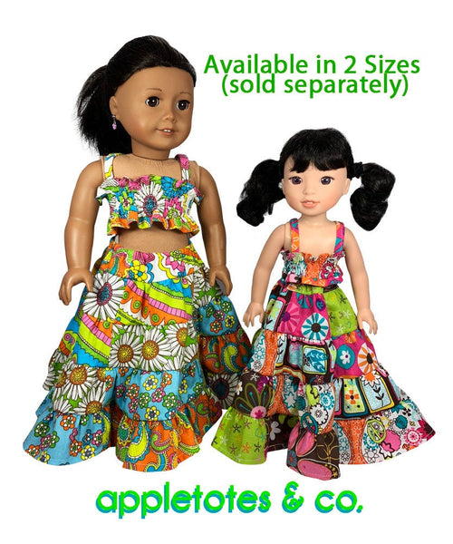 Boho Summer Outfit Sewing Pattern for 18 Inch Dolls