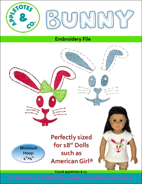 Bunny Machine Embroidery File for 18 Inch Dolls