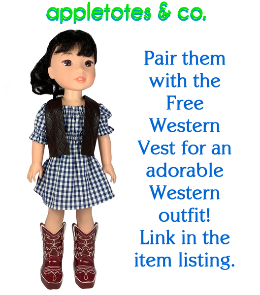 Carson Cowboy Boots ITH Embroidery Patterns for 14" Dolls