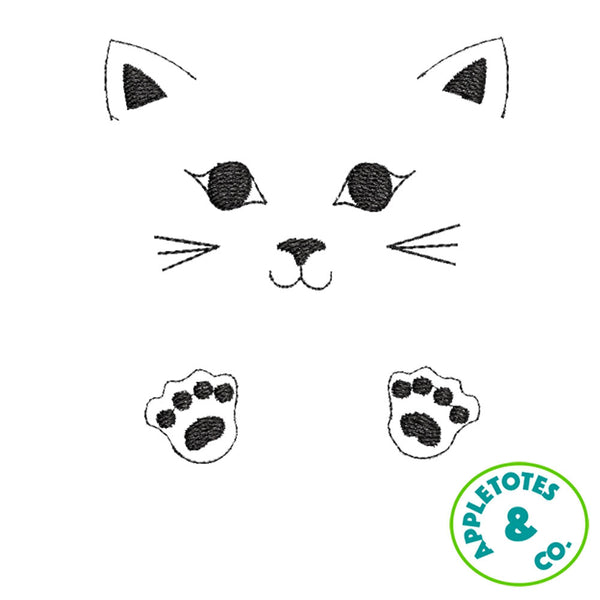 Cat Face and Paws Machine Embroidery File for 18 Inch Dolls