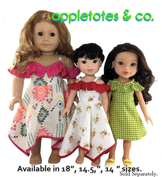 Cold Shoulder Dress Sewing Pattern for 18 Inch Dolls