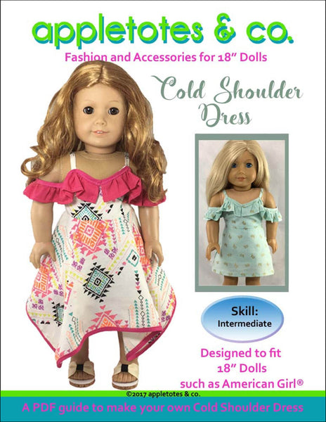 Cold Shoulder Dress Sewing Pattern for 18 Inch Dolls