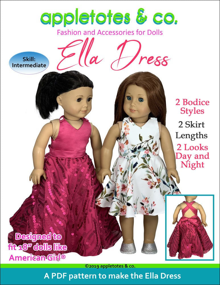 Ella Dress Sewing Pattern for 18 Dolls Appletotes Co
