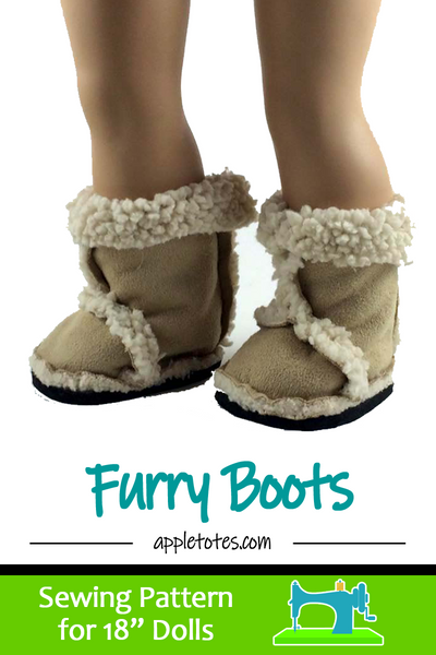 Furry Boots Sewing Pattern for 18 Inch Dolls