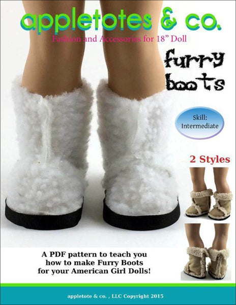 Furry Boots Sewing Pattern for 18 Inch Dolls