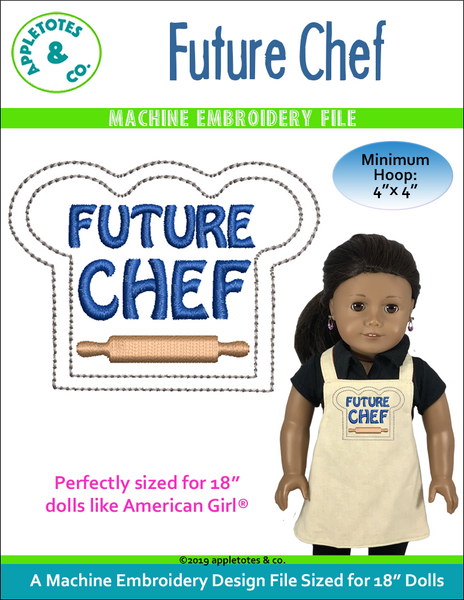 Future Chef Machine Embroidery File for 18 Inch Dolls
