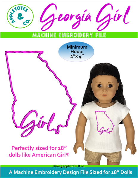 Geogia Girl Machine Embroidery File for 18 Inch Dolls