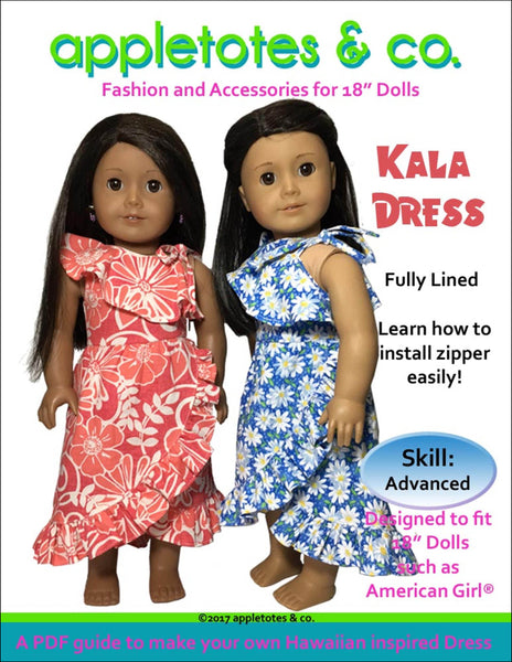 Kala Hawaiian Dress Sewing Pattern for 18 Inch Dolls