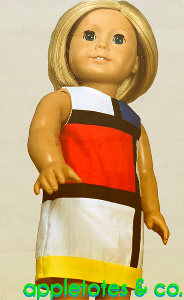 Mondrian Dress Sewing Pattern for 18 Inch Dolls