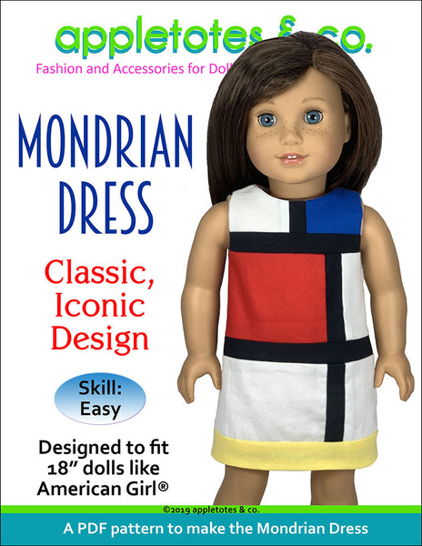 Mondrian Dress Sewing Pattern for 18 Inch Dolls