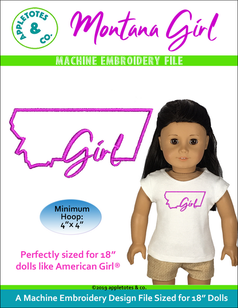 Montana Girl Machine Embroidery File for 18 Inch Dolls