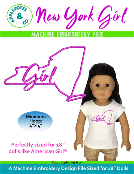 New York Girl Machine Embroidery File for 18 Inch Dolls