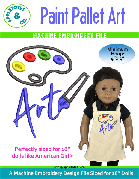 Paint Pallet Art Machine Embroidery File for 18 Inch Dolls