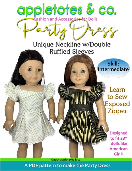 Party Dress Sewing Pattern for 18 Inch Dolls