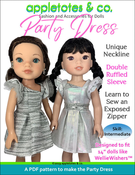 Party Dress Sewing Pattern for 14.5 Inch Dolls