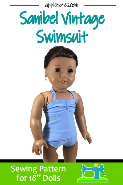 Sanibel Vintage Swimsuit Sewing Pattern for 18 Inch Dolls