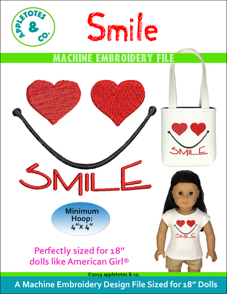 Smile Machine Embroidery File for 18 Inch Dolls