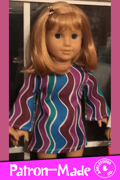 Stevie 70s Dress Sewing Pattern for 18 Inch Dolls