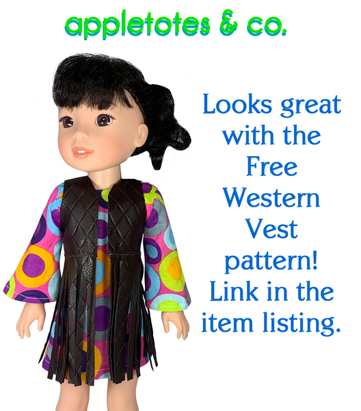 Stevie 70s Dress Sewing Pattern for 14 Inch Dolls