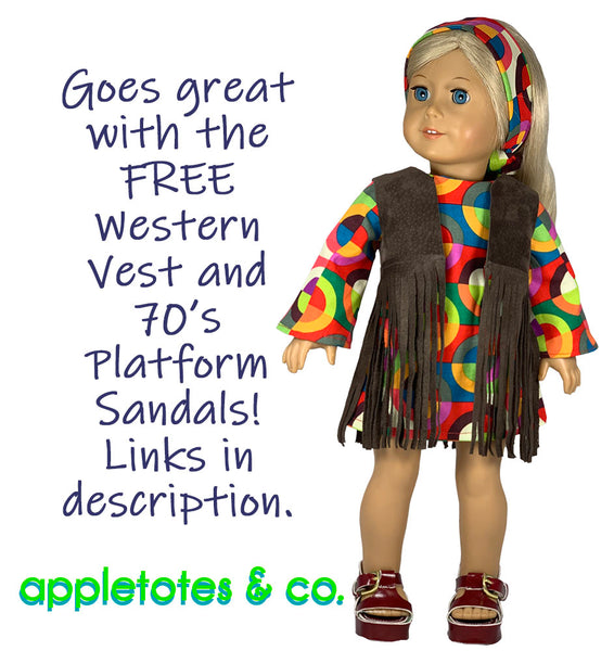 Stevie 70s Dress Sewing Pattern for 18 Inch Dolls
