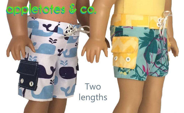 Surf's Up Board Shorts Sewing Pattern for 18 Inch Dolls