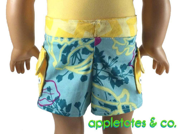 Surf's Up Board Shorts Sewing Pattern for 18 Inch Dolls
