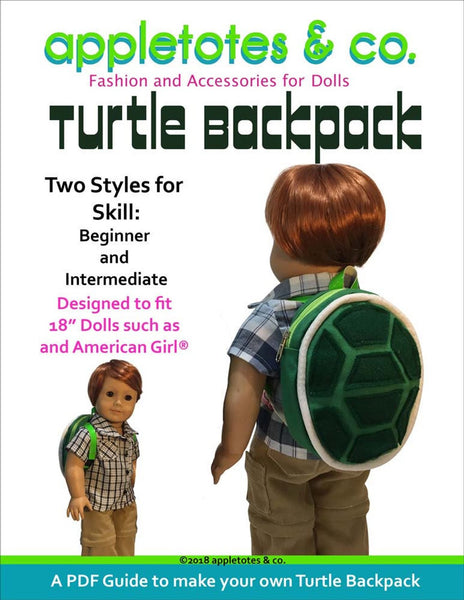 Turtle Backpack Sewing Pattern for 18 Inch Dolls
