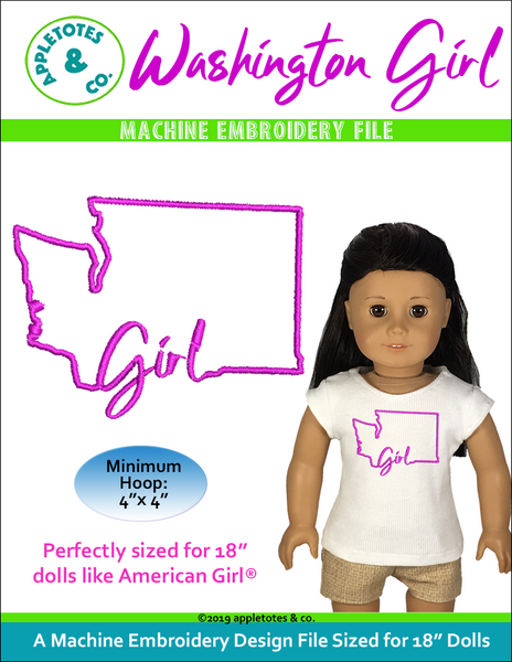 Washington Girl Machine Embroidery File for 18 Inch Dolls