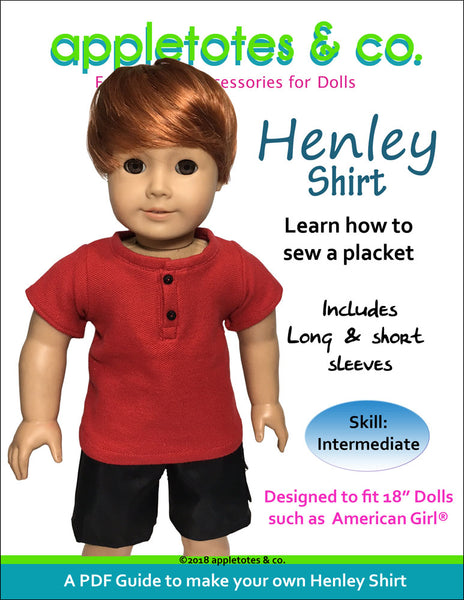 Henley Shirt Sewing Pattern for 18 Inch Dolls
