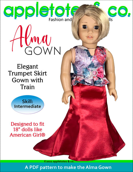 Alma Gown 18 Inch Doll Sewing Pattern