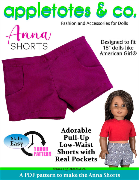 Anna Shorts 18 Inch Doll Sewing Pattern